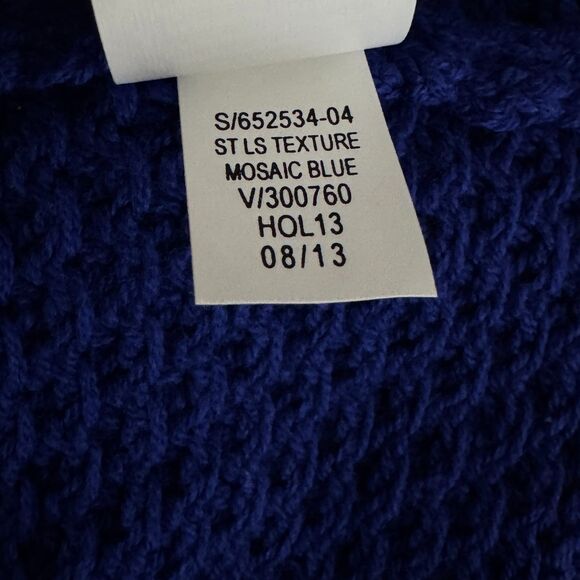 New Gap Textured Long Sleeve Mosaic Blue Knit Sweater Women's Size Large - Picture 5 of 7
